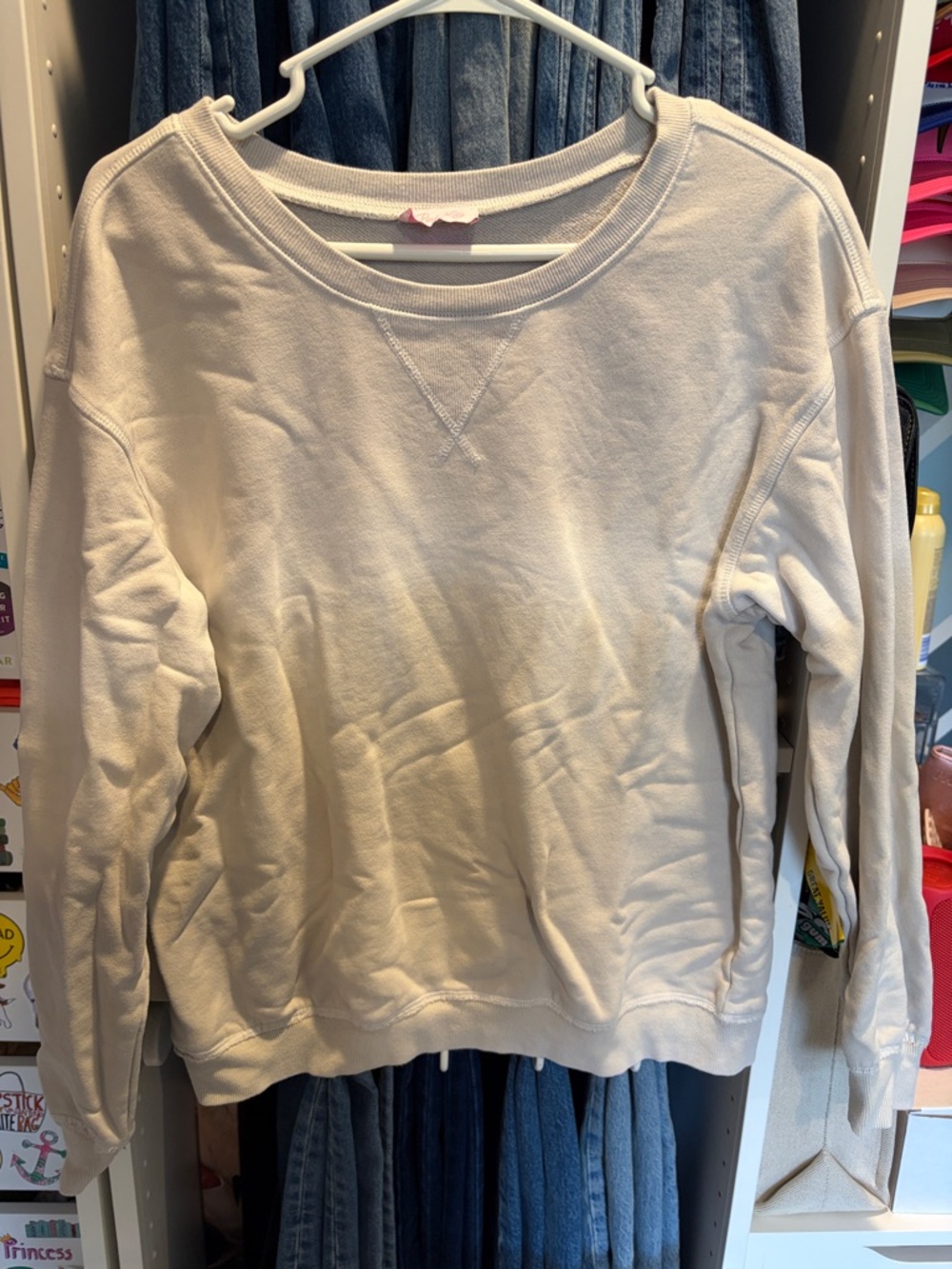 Pink Lily Cream Crewneck Pullover
